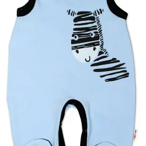 Baby Nellys Kojenecké bavlněné dupačky  Zebra - modré