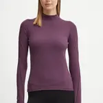 Tréninkové tričko s dlouhým rukávem Reebok vínová barva, s pologolfem, 100205683