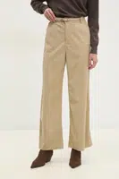 Manšestrové kalhoty Answear.LAB béžová barva, high waist