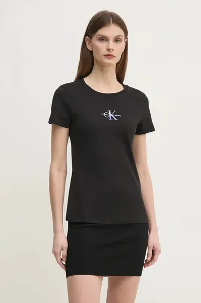Tričko Calvin Klein Jeans černá barva, J20J225252