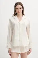 Bavlněná pyžamová košile Tommy Hilfiger béžová barva, UW0UW05764