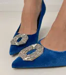 marka niezdefiniowana Navy blue stiletto heels with rhinestones Eleda