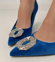 marka niezdefiniowana Navy blue stiletto heels with rhinestones Eleda