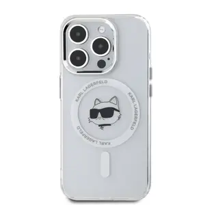 Zadní kryt Karl Lagerfeld IML Choupette Head Metal Frame MagSafe pro Apple iPhone 15 Pro Max, transparentní