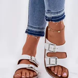 Dámské Pantofle S Přezkami Bílé Inblu