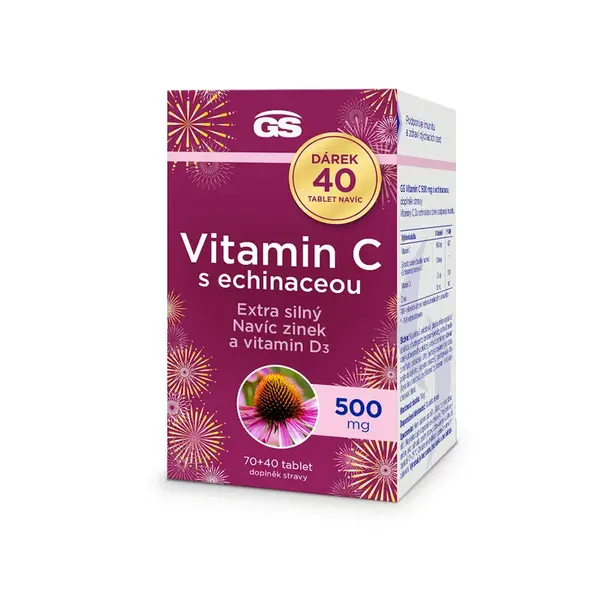 GS Vitamin C 500mg s echinaceou 70+40 tablet dárek