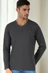 T9587 DEWBERRY V-NECK MEN'S LONG SLEEVE T-SHIRT-ANTHRACITE