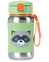 SKIP HOP Spark Style Láhev s brčkem na vodu nerez Medvídek mýval 12m+ 350 ml
