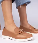 Gemre Brown women's loafers with a gold ornament Senna