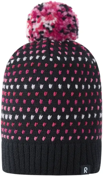 Dětská zimní čepice reima pampula černá/růžová 52-54