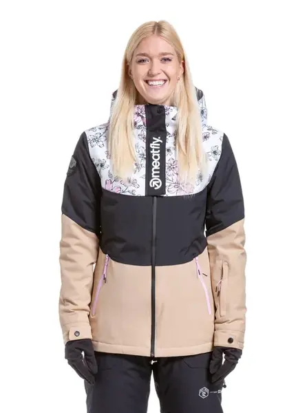 Dámská snb & ski bunda meatfly kirsten černá/béžová/bílá xl
