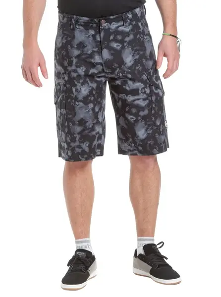 Meatfly pánské kraťasy Icon Black Storm Camo | Maskáč | Velikost 38 | 100% bavlna