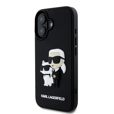 Zadní kryt Karl Lagerfeld 3D Rubber Karl and Choupette pro Apple iPhone 16 Plus, black