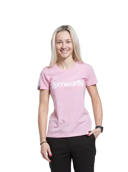 Meatfly dámské tričko Ladies MF Logo Pink Heather | Růžová | Velikost XS