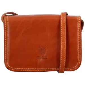 Dámská kožená crossbody koňaková - Delami Vera Pelle Asppena