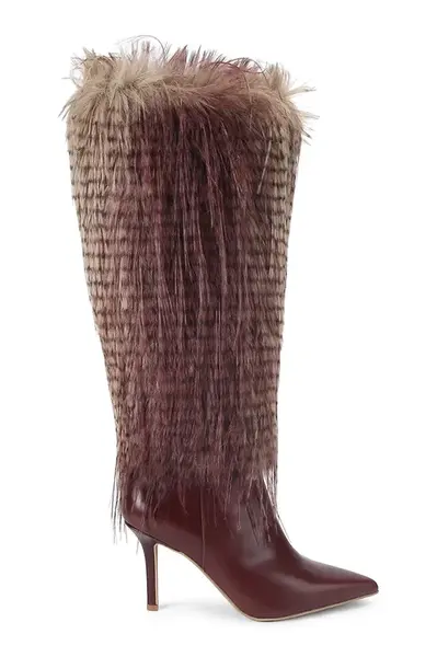 Kožené kozačky Kurt Geiger London Kensington Knee Boot 85 dámské, hnědá barva, na podpatku, 4993556019