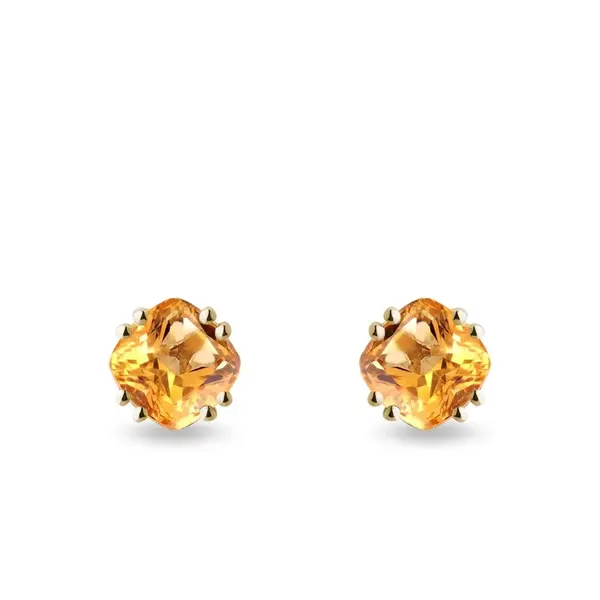 Náušnice napichovačky zo žltého zlata s Madeira citrínmi KLENOTA