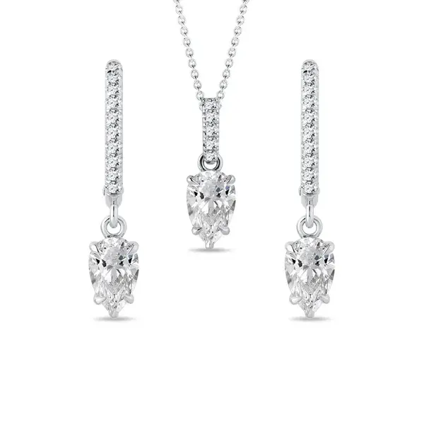 Sada šperků s lab grown diamanty v bílém 14k zlatě KLENOTA