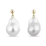 Náušnice zo žltého zlata s barokovou perlou KLENOTA