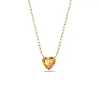 Zlatý náhrdelník s citrínom v tvare srdiečka KLENOTA