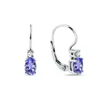 Visiace náušnice z bieleho zlata s tanzanitmi a briliantmi KLENOTA