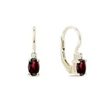 Zlaté náušnice s oválnými granáty a brilianty KLENOTA