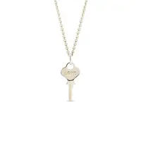 Zlatý náhrdelník klíček s nápisem Love KLENOTA