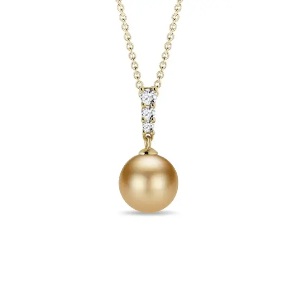 Zlatý náhrdelník s perlou jižního Pacifiku a diamanty KLENOTA