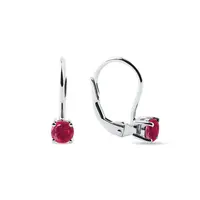 Visací náušnice z bílého 14k zlata s rubíny KLENOTA
