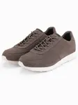 Ombre Men's eco leather sports sneaker shoes with suede finish - dark brown