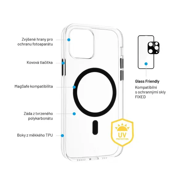 Zadní kryt FIXED MagPurity s podporou Magsafe pro Apple iPhone 14, čirá