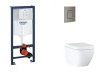 Grohe Rapid SL - Set predstenovej inštalácie, klozetu, dosky SoftClose a tlačidla Skate Cosmopolitan, Triple Vortex, kefovaný Hard Graphite SANI11BB51