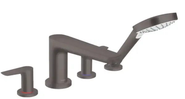 Hansgrohe Talis E - Vaňová batéria na okraj vane, 4-otvorová inštalácia, kefovaný čierny chróm 71748340