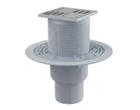 Alcadrain Odtokové kanálky - Podlahová vpust přímá 11x11 cm, průměr 5/8 cm, vodní zápachová uzávěra, nerez/plast APV2311