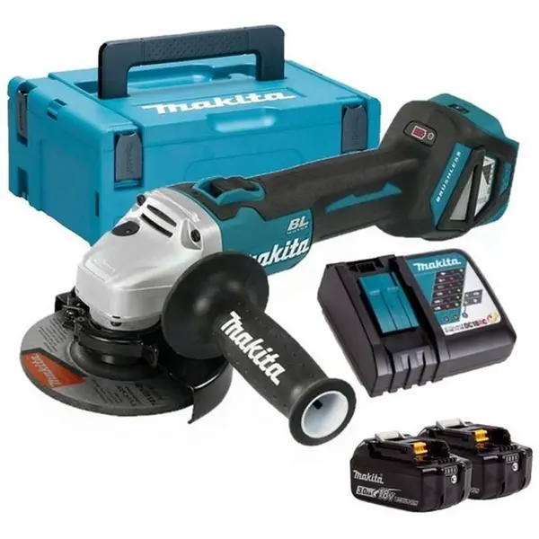 Makita Nářadí - 18V AKU úhlová bruska 125 mm, 2x aku Li-ion LXT 3,0 Ah, nabíječka DGA511RFJ