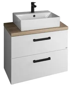 Aqualine Vega - Skrinka s umývadlom, 71x82x42 cm, 2 zásuvky, biela/dub platin VG083-01