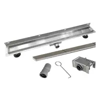 Mereo Odtokové žlaby - Nerezový žlab ke stěně, s roštem Tile, 90x7 cm CZ183