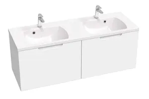Ravak Classic II - Umývadlová skrinka 129x45x47 cm, 2 zásuvky, lesklá biela X000001482