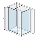Jika Pure - Walk in do rohu 68x80 cm na sprchovú vaničku 120 cmx80 cm, 130 cmx80 cm, 80cm x20cm x200 cm H2684230026681