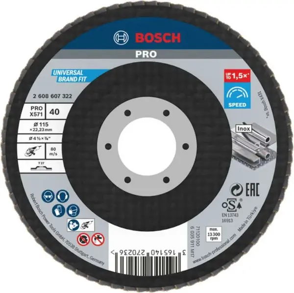 Bosch Příslušenství - Lamelový brusný kotouč na ocel, P40, průměr 115 mm 2608607322
