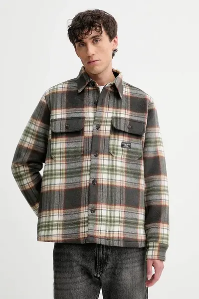 Bunda s příměsí vlny Guess Jeans šedá barva, M5BH68 WI542