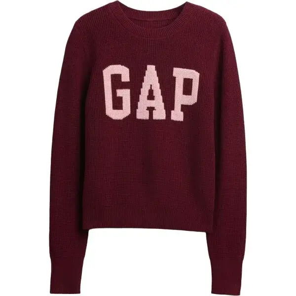 GAP V-FRCH- LOGO SWEATER Dámsky sveter, vínová, veľkosť