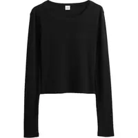 GAP V-JPN LS RIB TEE Dámske crop tričko, čierna, veľkosť