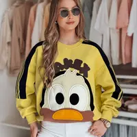 Bluza damska oversize z naszywkami CUTE MAKEX żółta Dstreet
