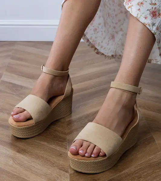 Gemre Dark beige eco-suede platform sandals Ganra