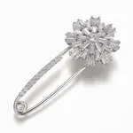 Brass Micro Pave Cubic Zirconia Safety Brooch