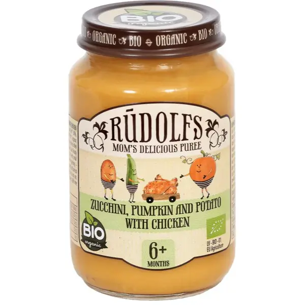 Rudolf’s BIO cuketa, tekvica, zemiaky s kuracím mäsom detský príkrm 190 g