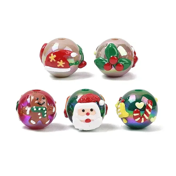 Christmas UV Plating Opaque  Acrylic Beads