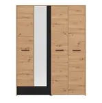 Čtyřdveřová šatní skříň se zrcadlem a zásuvkou geralt - dub