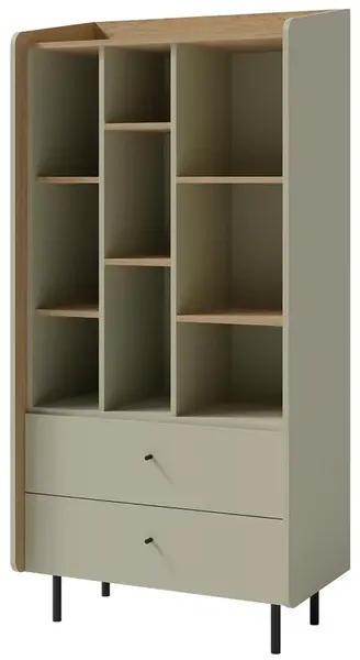 Vysoká komoda rudy - zelená/dub písečný